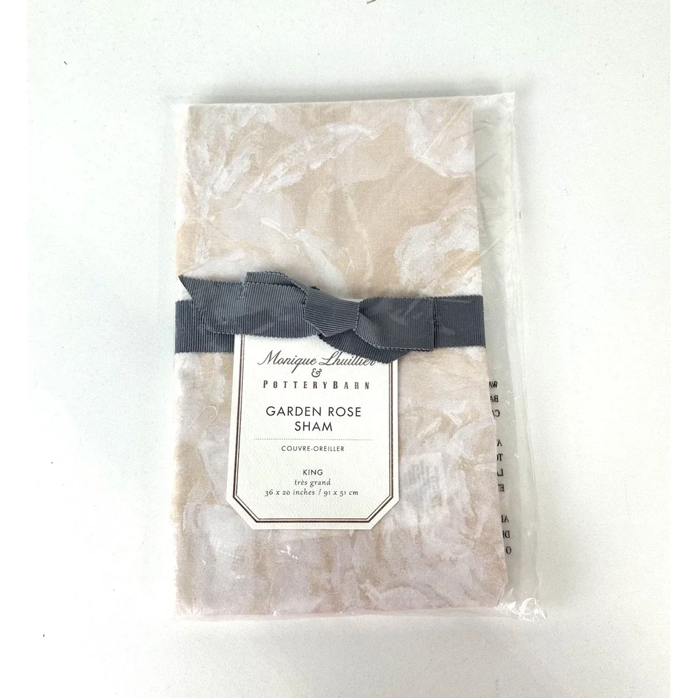 Pottery‎ Barn Monique Lhuillier Garden Rose King Sateen Sham Blush Pink New